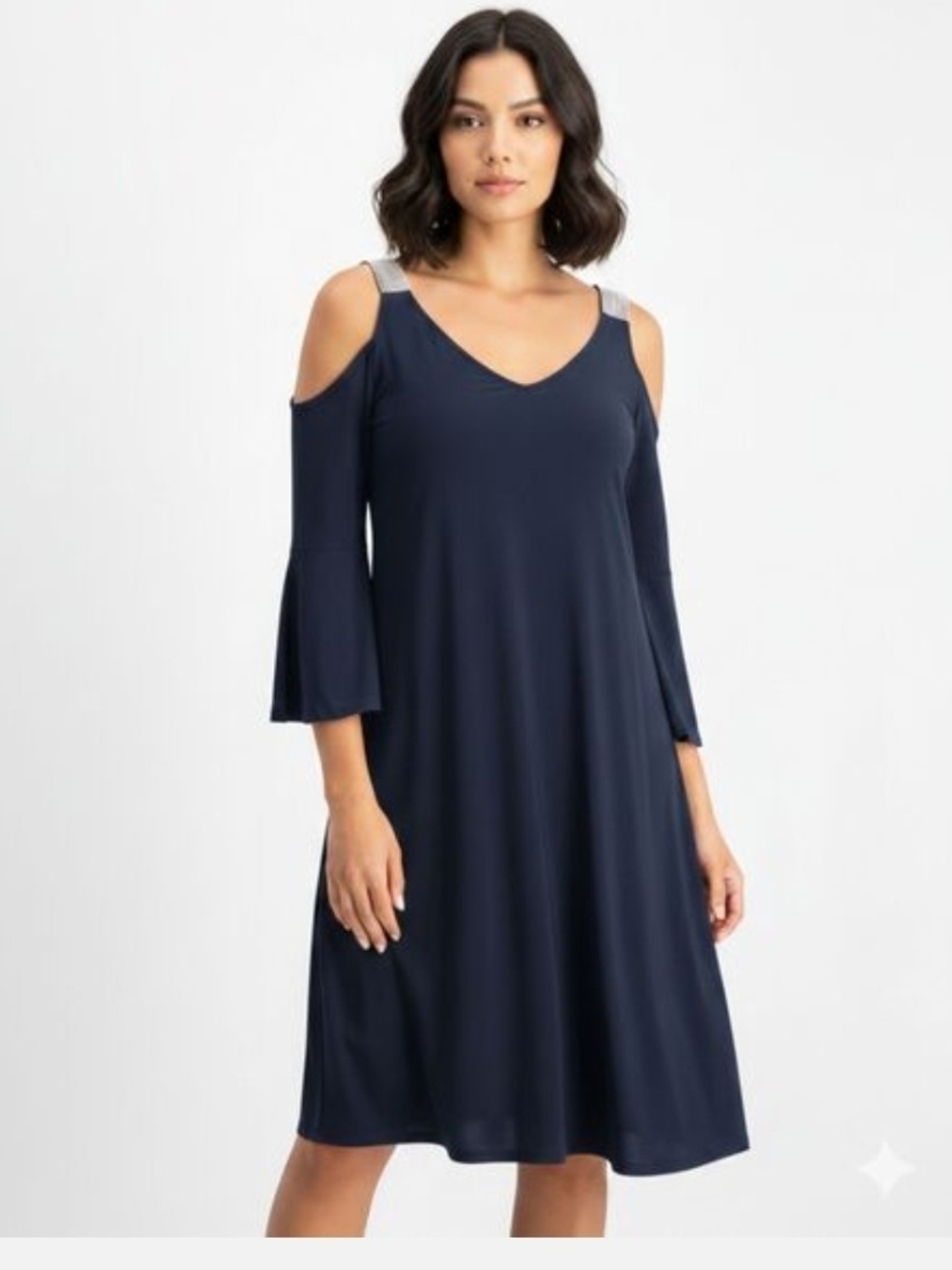 MSK Navy Dress with Rhinestone Detail